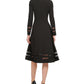 Vestido Calvin Klein Feminino Manga Longa Gola Redonda Gola Redonda Abaixo do Joelho Preto Tamanho 12