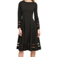 Vestido Calvin Klein Feminino Manga Longa Gola Redonda Gola Redonda Abaixo do Joelho Preto Tamanho 12