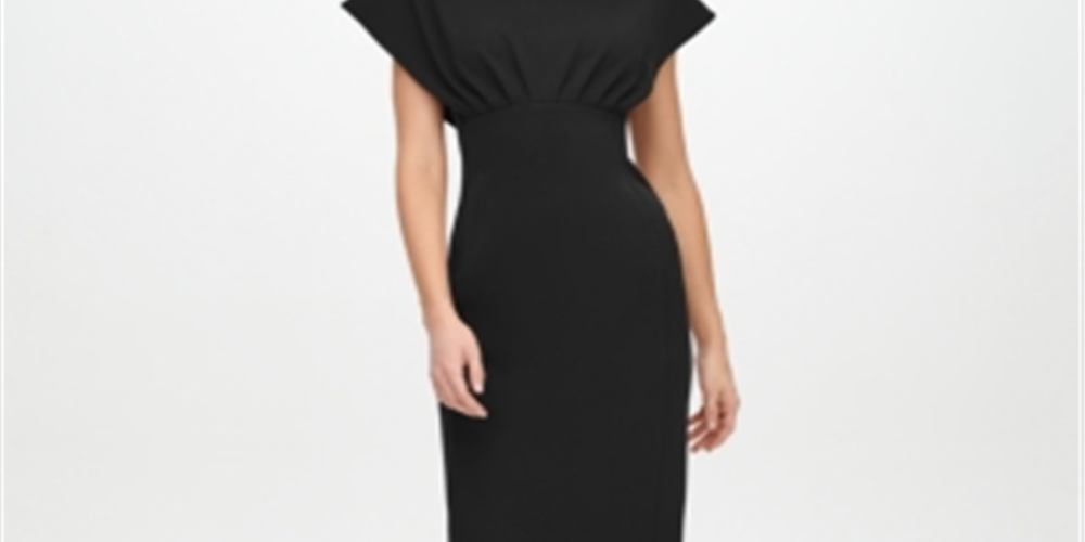 Vestido Calvin Klein Scuba Crepe Cintura Império Feminino Preto Tamanho 10