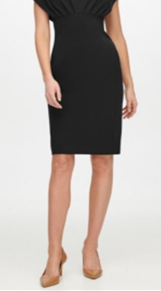 Vestido justo com cintura império e crepe Scuba Calvin Klein feminino, preto, tamanho 4