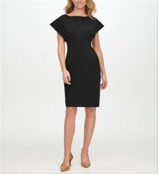 Vestido justo com cintura império e crepe Scuba Calvin Klein feminino, preto, tamanho 4