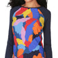 Maiô Nautica Feminino Estampado Rash Guard Azul Tamanho Grande