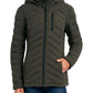 Casaco acolchoado com capuz Nautica feminino, elástico e dobrável, verde, tamanho X-S