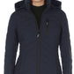 Casaco acolchoado com capuz Nautica feminino, azul, tamanho grande