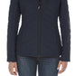 Casaco acolchoado com capuz Nautica feminino, azul, tamanho grande