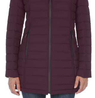 Casaco acolchoado com capuz Nautica feminino, elástico e dobrável, roxo, tamanho X-S