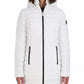 Casaco acolchoado com capuz Nautica feminino, elástico e dobrável, branco, tamanho médio