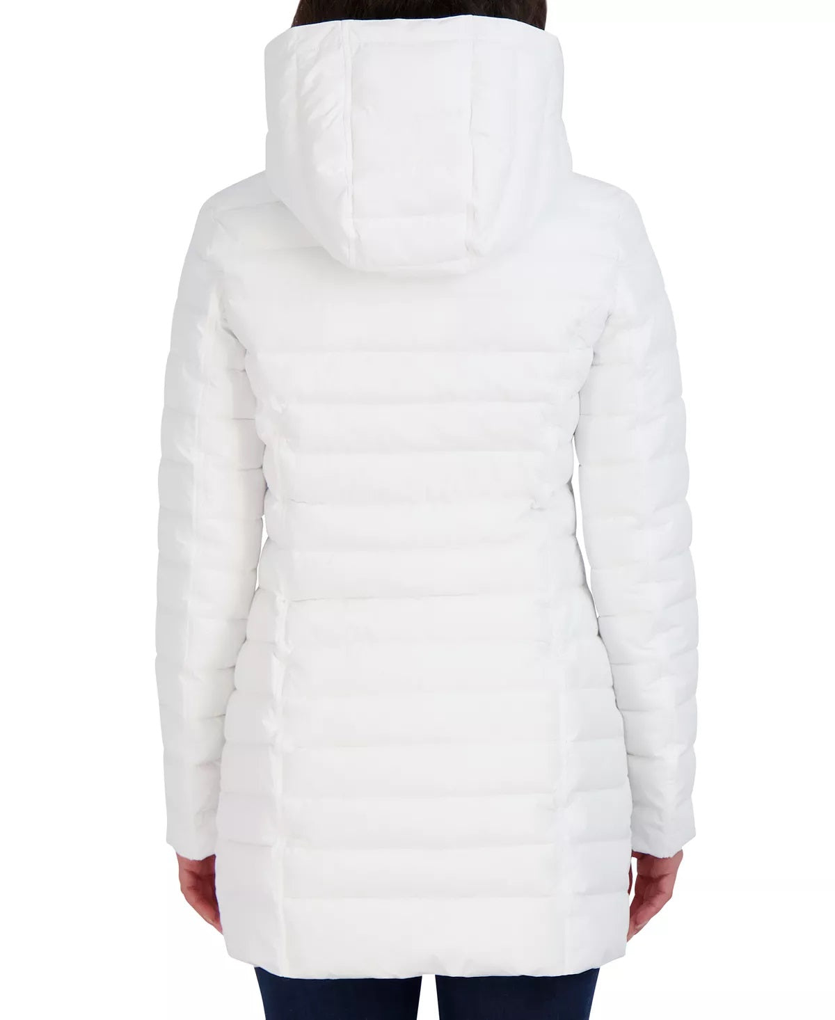 Casaco acolchoado com capuz Nautica feminino, elástico e dobrável, branco, tamanho médio