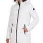 Casaco acolchoado com capuz Nautica feminino, elástico e dobrável, branco, tamanho médio