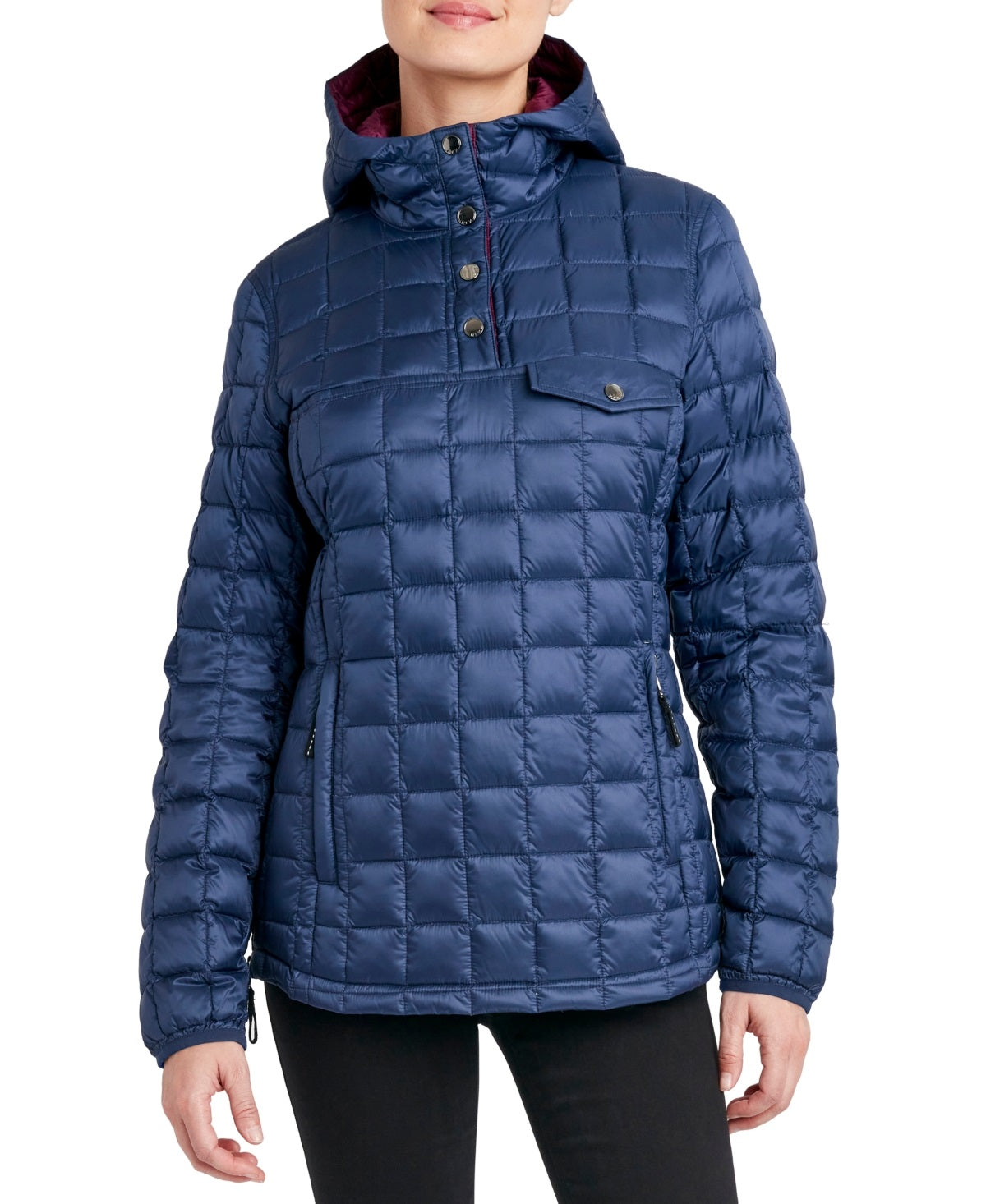Casaco feminino com capuz HFX, azul, tamanho grande, dobrável