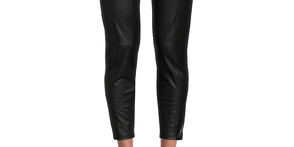 Leggings femininas de couro sintético de cintura alta BCBGMAXAZRIA, pretas, tamanho X-S