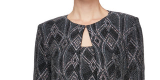 Alex Evenings Regata e jaqueta feminina com decote redondo e jacquard, preta, tamanho médio