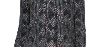 Alex Evenings Regata e jaqueta feminina com decote redondo e jacquard, preta, tamanho médio