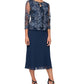 Alex Evenings Jaqueta Mock Feminina Vestido Midi Azul Tamanho 14