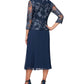 Alex Evenings Jaqueta Mock Feminina Vestido Midi Azul Tamanho 14
