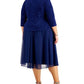 Vestido feminino Alex Evenings com glitter e jaqueta, azul, tamanho 14W