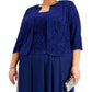 Vestido feminino Alex Evenings com glitter e jaqueta, azul, tamanho 14W