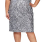 Alex Evenings Minivestido de coquetel feminino com mangas cortadas e lantejoulas, cinza, tamanho 18W