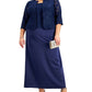 Vestido e jaqueta de renda femininos Alex Evenings, azul, tamanho 20W