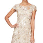 Vestido de coquetel floral com lantejoulas Alex Evenings, tamanho 8, marrom