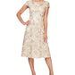 Vestido de coquetel floral com lantejoulas Alex Evenings, tamanho 8, marrom