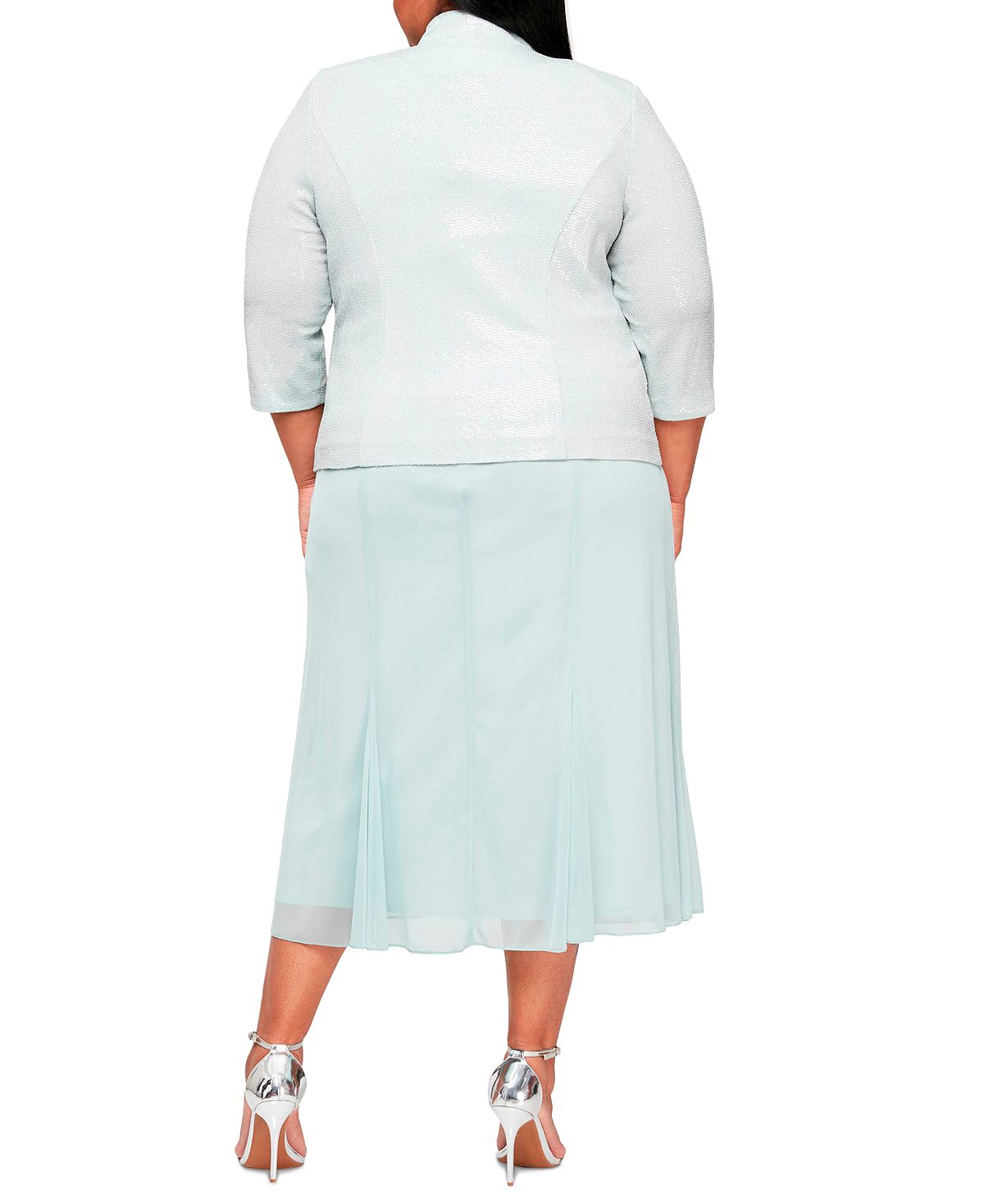 Alex Evenings Vestido de coquetel midi de duas peças com jaqueta e brilho, verde, tamanho 24W