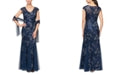 Vestido trompete bordado com lantejoulas Alex Evenings para mulheres, azul, tamanho 12