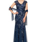 Vestido trompete bordado com lantejoulas Alex Evenings para mulheres, azul, tamanho 8