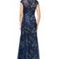 Vestido trompete bordado com lantejoulas Alex Evenings para mulheres, azul, tamanho 10