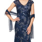 Vestido trompete bordado com lantejoulas Alex Evenings para mulheres, azul, tamanho 10