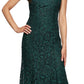 Vestido de renda feminino Alex Evenings com decote em V e ajuste evasê, verde, tamanho 8