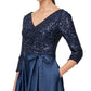 Vestido midi feminino Alex Evenings com corpete de lantejoulas, azul, tamanho 14