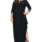 Vestido envelope falso enfeitado Alex Evenings feminino, preto, tamanho 14W