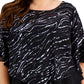 Alex Evenings Top feminino com lantejoulas e estampa popover, preto, tamanho 1X