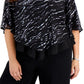 Alex Evenings Top feminino com lantejoulas e estampa popover, preto, tamanho 1X