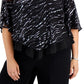 Alex Evenings Top feminino com lantejoulas e estampa popover, preto, tamanho 3X