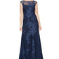 Vestido de festa feminino Alex Evenings com bordado trompete tamanho 6 azul tamanho 6