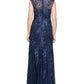 Vestido trompete bordado feminino Alex Evenings, azul, tamanho 14