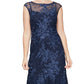 Vestido trompete bordado feminino Alex Evenings, azul, tamanho 14