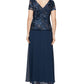 Vestido feminino Alex Evenings com decote em V e mangas compridas, azul, tamanho 12