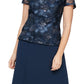 Vestido feminino Alex Evenings com decote em V e mangas compridas, azul, tamanho 12