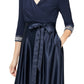 Vestido feminino Alex Evenings com decote sobrepeliz e comprimento chá, azul, tamanho 8