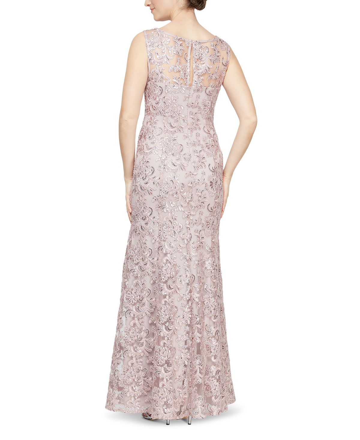 Conjunto de vestido e xale bordado feminino Alex Evenings, rosa, tamanho 6, pequeno