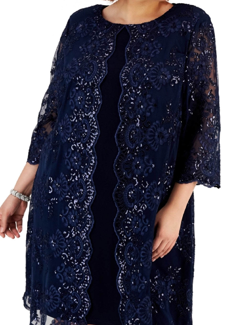 Vestido e jaqueta feminina Alex Evenings azul tamanho 16W