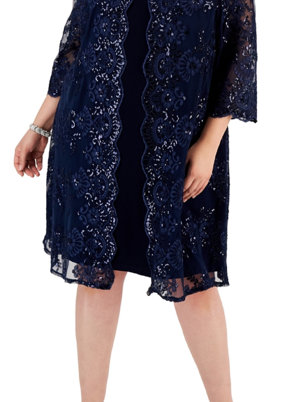 Vestido e jaqueta feminina Alex Evenings azul tamanho 16W