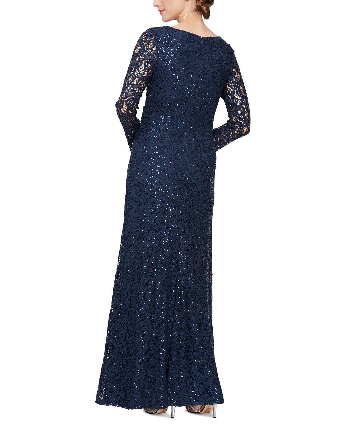 Vestido feminino Alex &amp; Eve com lantejoulas e cintura franzida, azul, tamanho 10