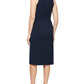 Vestido tubinho com decote floral feminino Alex Evenings, azul, tamanho pequeno