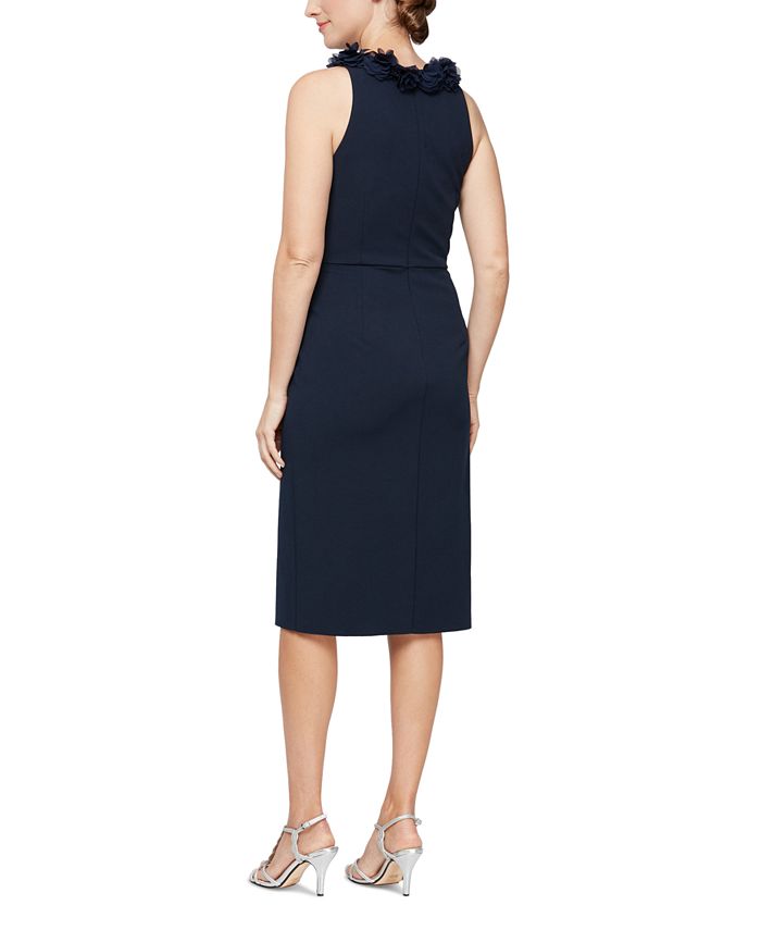 Vestido tubinho com decote floral feminino Alex &amp; Eve, azul, tamanho 6