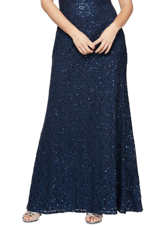 Vestido feminino Alex &amp; Eve com lantejoulas e renda, drapeado nas costas, azul, tamanho 12