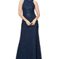 Vestido feminino Alex &amp; Eve com lantejoulas e renda, drapeado nas costas, azul, tamanho 12